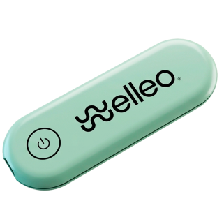 Welleo app interface shown on a phone screen